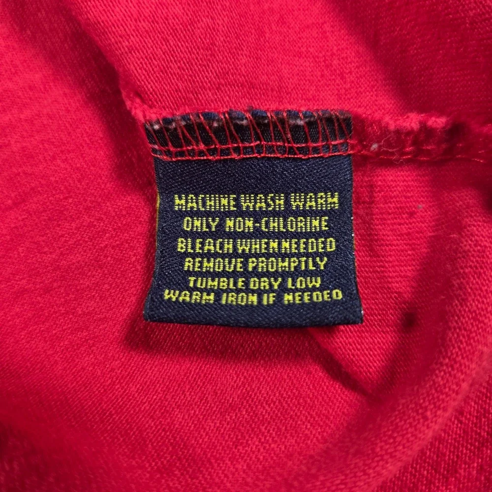 Polo Ralph Lauren Mens Red Black Stripe Sleeve Crest Graphic T-Shirt Large